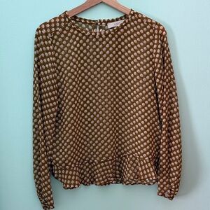 sienna brown patterned blouse | loft